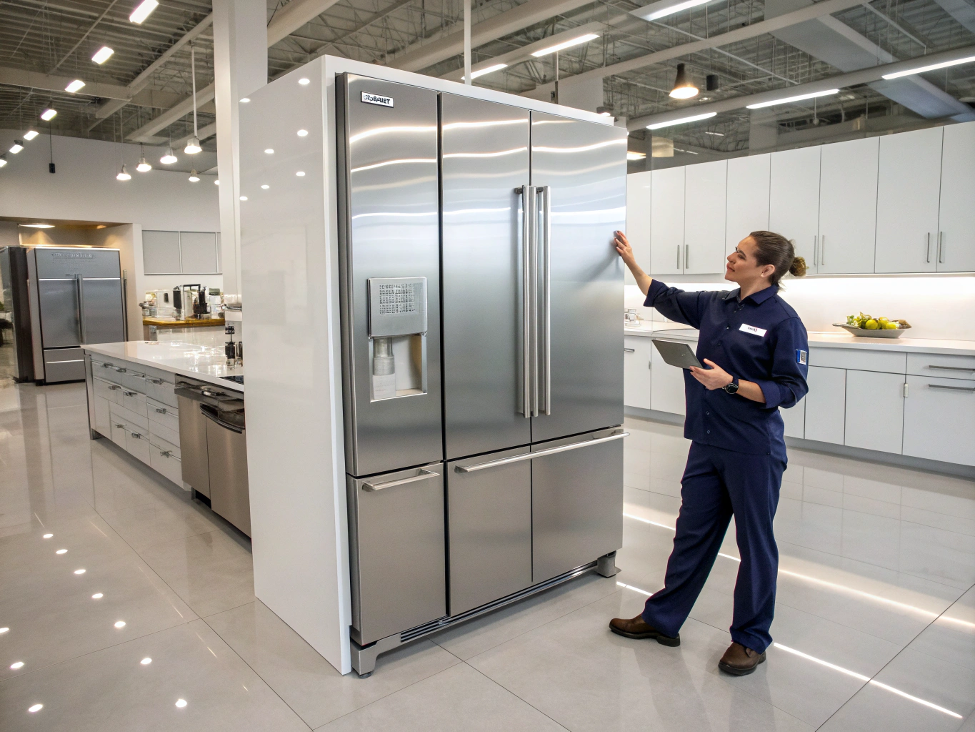 Modern Electrolux kitchen appliances and refrigerator repair inspection