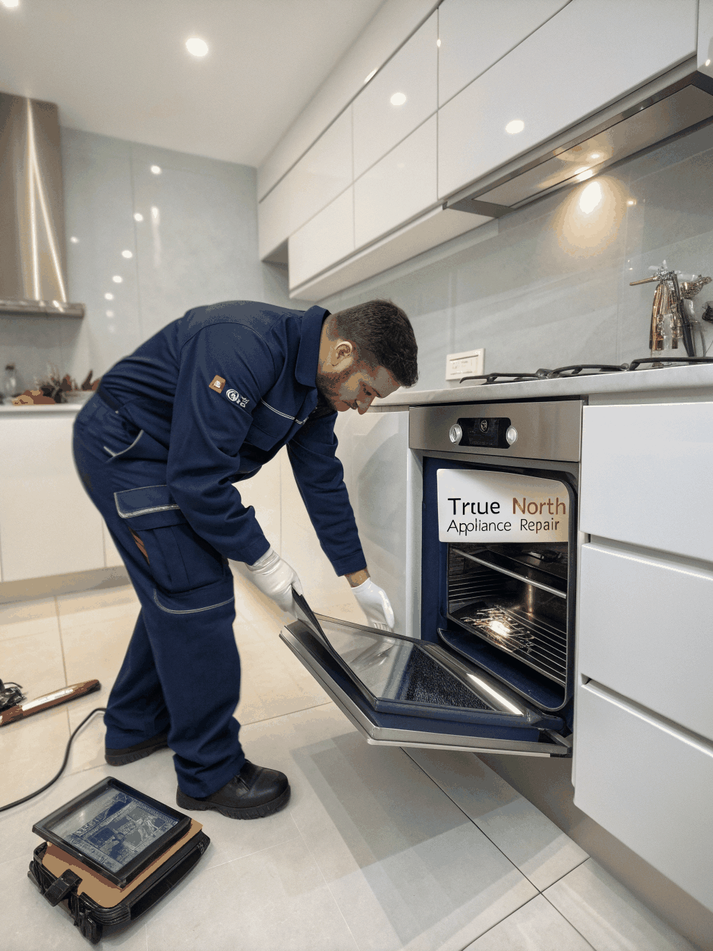 Certified technician repairing an oven in Peachtree Corners